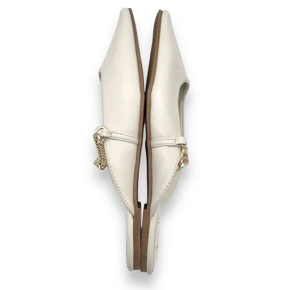 Lulus Lavareta White Chain Pointed-Toe Loafer Slides Cream Off-White Size 7.5 - Picture 12 of 16